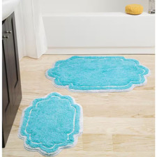 Allure Collection 100 Cotton Tufted Bath Rug, 2-Piece Set S M , Turquoise