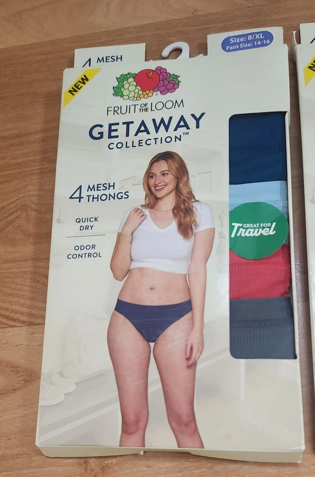 Fruit of the Loom 4 Mesh Thongs Getaway Collection 2 paks Total 8 pair Size 8/XL - Image 2 of 4