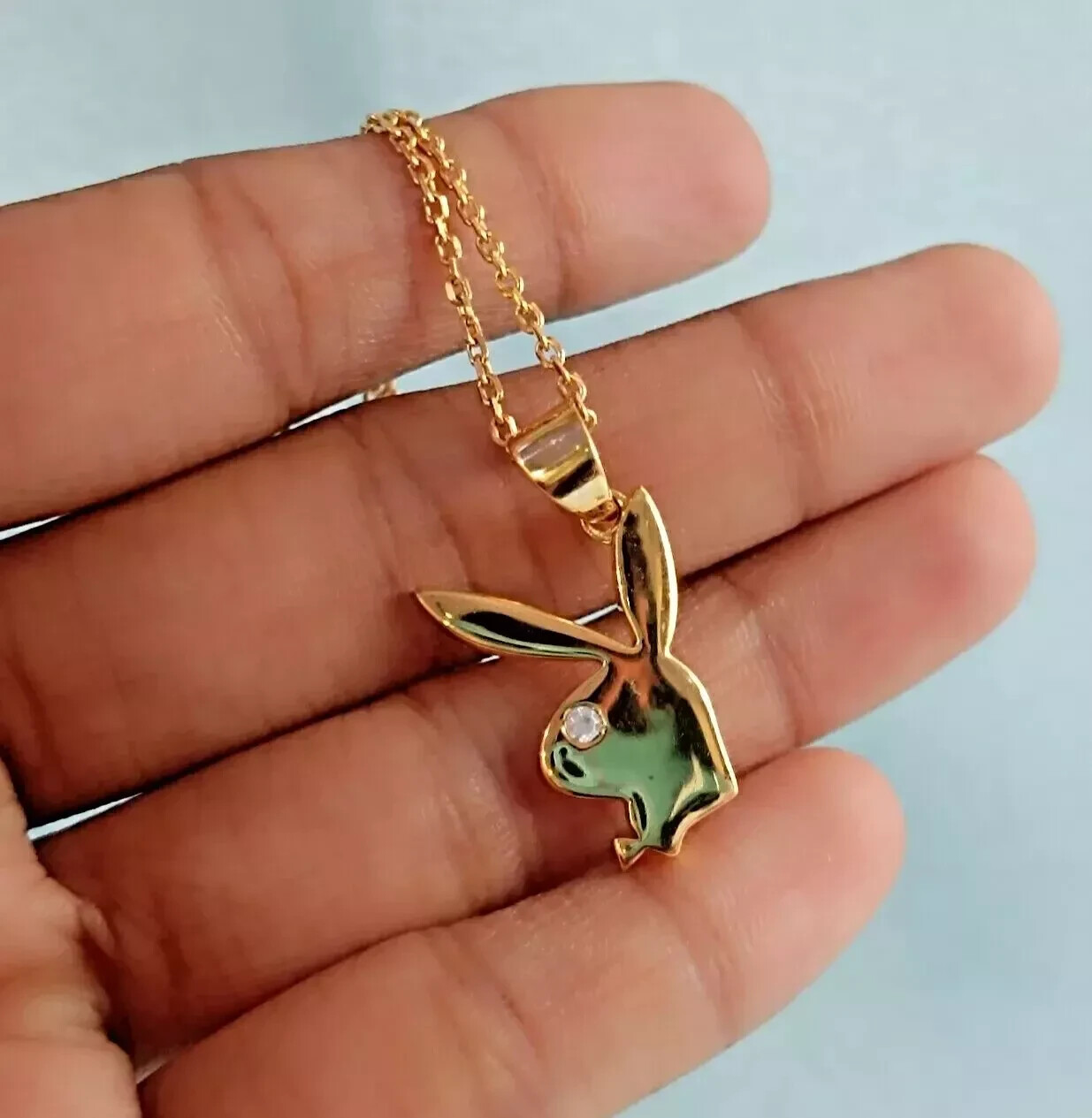 0.5Ct Round Cut Lab Created Diamond 14K Yellow Gold Plated Playboy Bunny Pendant