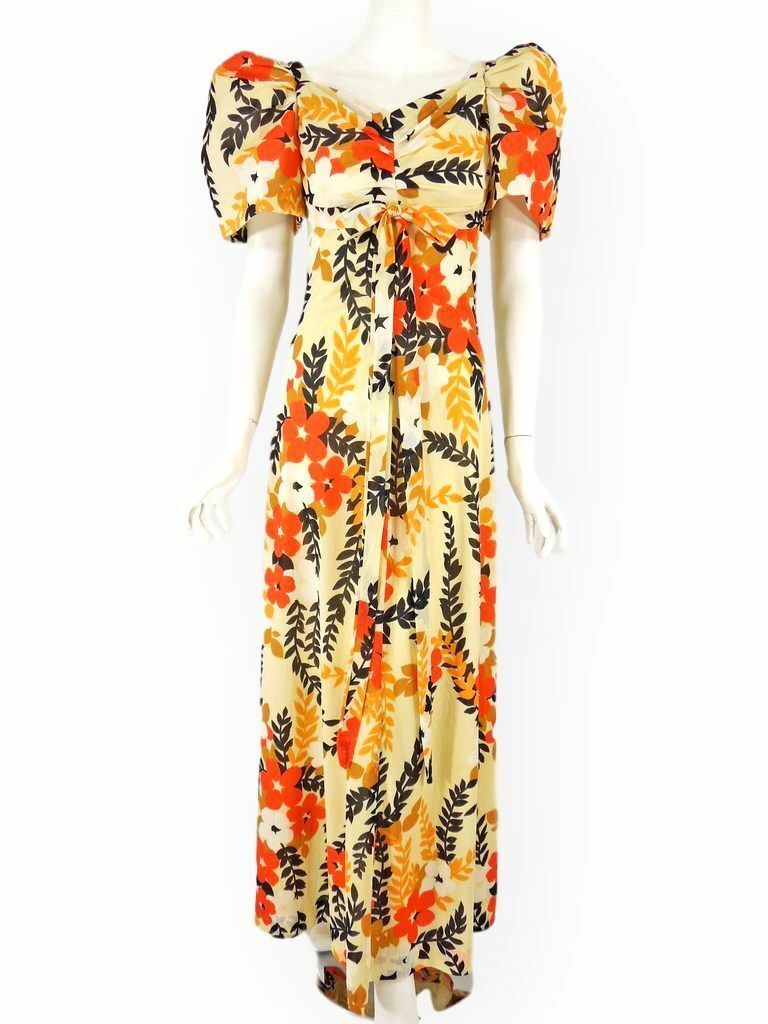 Vintage 60s 70s Does 30s 40s Floral Maxi Dress - … - image 1