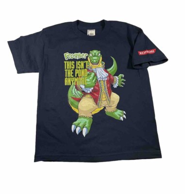 Y2k Frogger Youth T Shirt M Blue Video Game Graphic Konami 2005