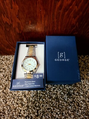 GEORGE Men's Gold Tone Analog Expandable Band Watch -Easy