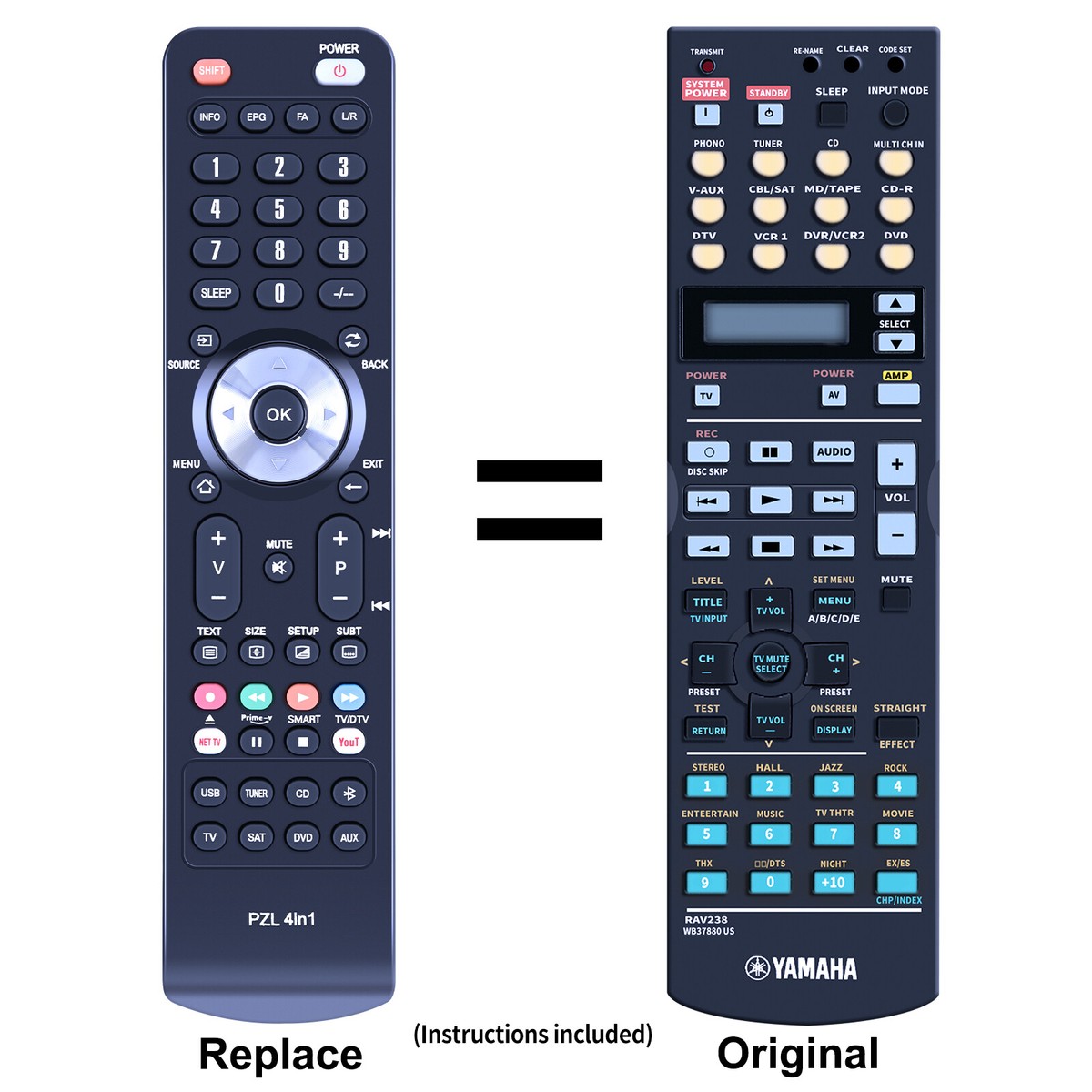 New RAV238 WB37860 Remote Control For Yamaha RX-V1400, HTR-5790