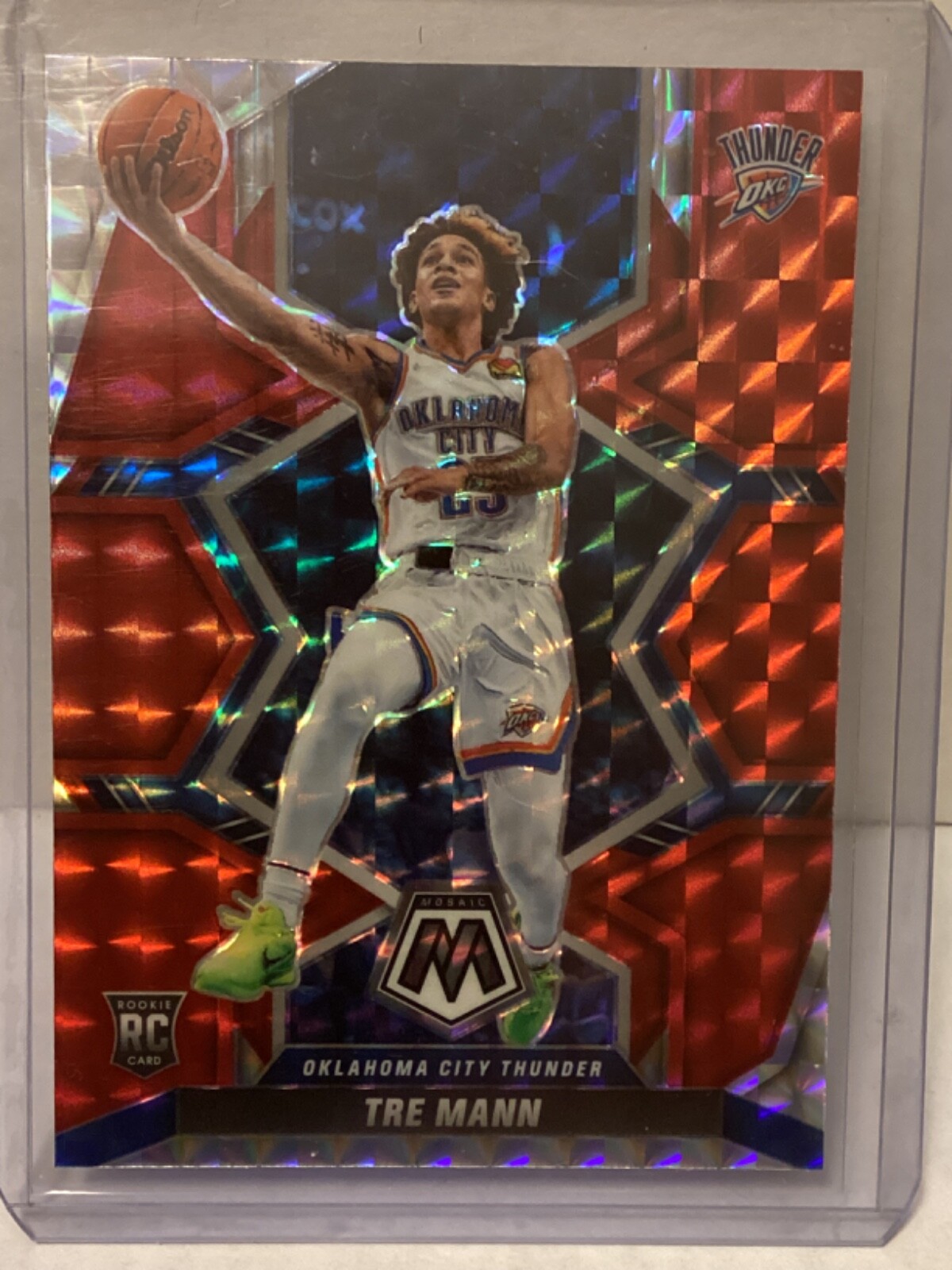 2021-22 Panini Mosaic Tre Mann Red Mosaic Prizm Rookie OKC Thunder #212 Mint