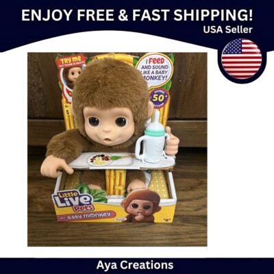 Little Live Pets My Baby Monkey - Interactive Pet Toy , 50+ Sounds & Reactions