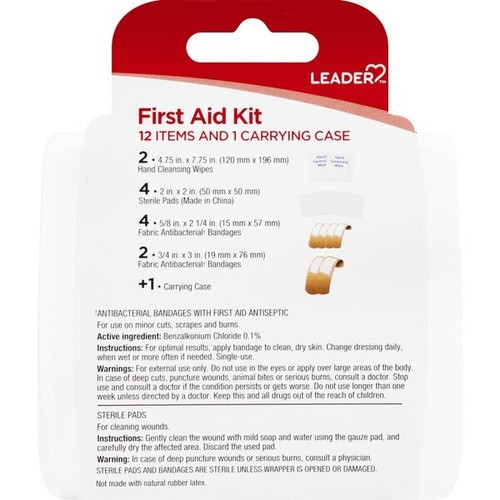 Leader First Aid Kit Essentials Pack-and-Go Convenience, 12 Items 096295125559VL - Picture 2 of 2