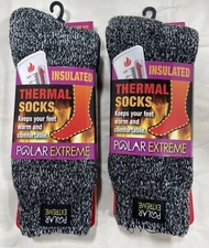 Polar Extreme Women's Insulated Thermal Socks Black/White Shoe Size 5-9 2 Pk