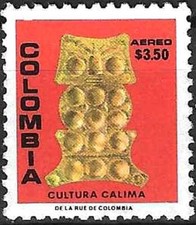Timbre Oiseau Hibou stylisé Colombie PA627 ** - 78060FJ