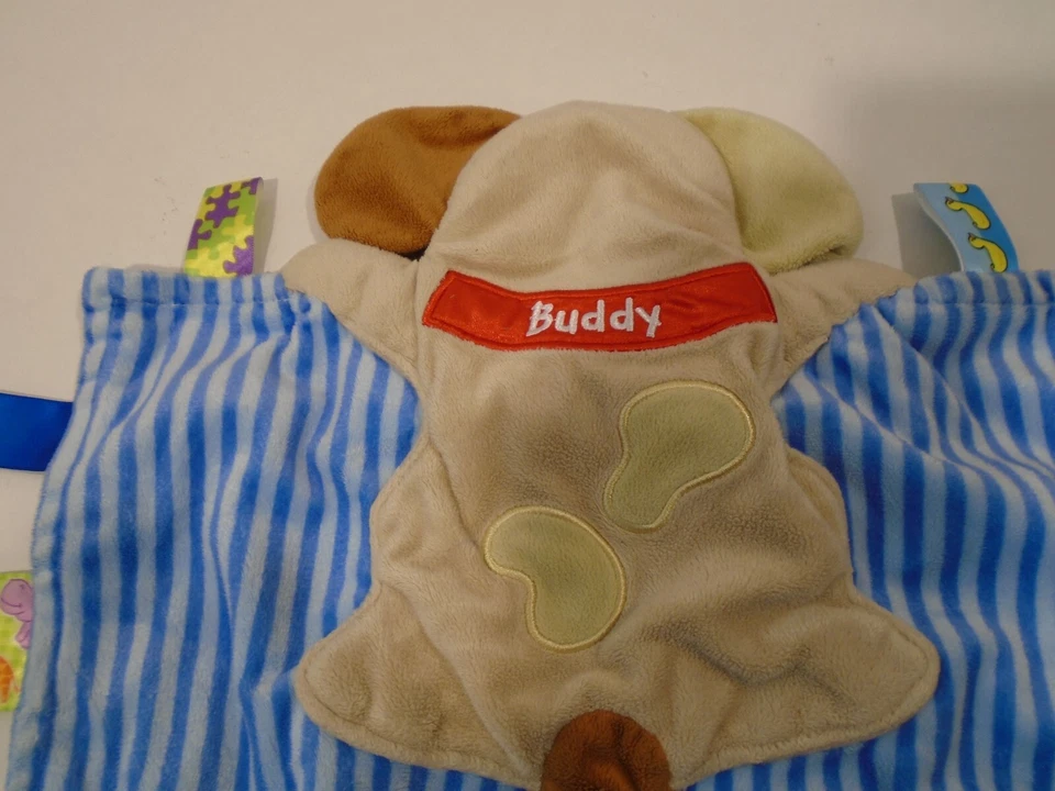 Taggies Buddy Lovey Azul Rayas Cachorro Perro Manta de Seguridad Chupete Bebé Foto 2 de 4