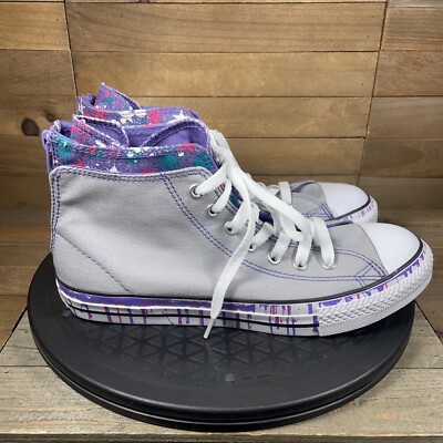 High Top Girls Grey Converse Shoes Converse Chuck Taylor Girls Junior Sz  Shoes Gray Lace Up