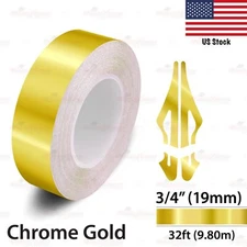 3/4" Vinyl Pinstriping Pin Stripe Styling Tape Decal Sticker 19mm CHROME GOLD