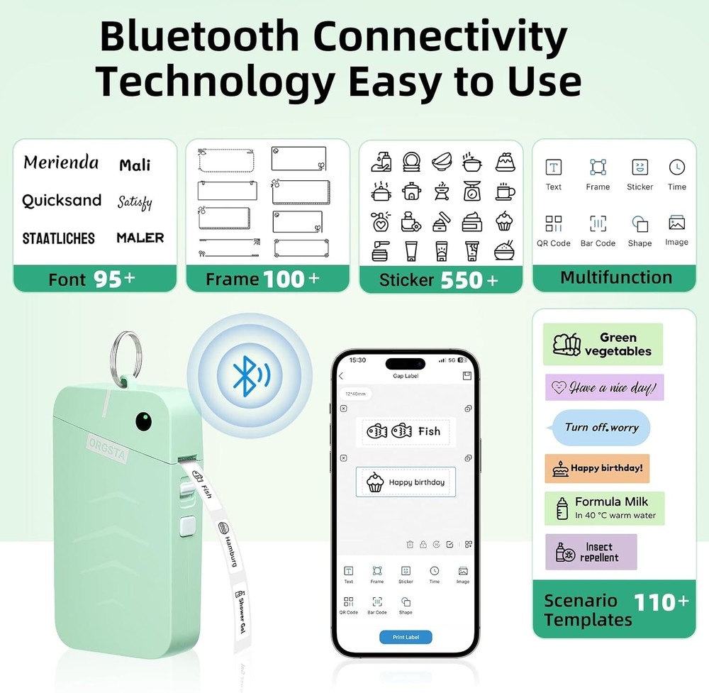 Bluetooth Label Maker Machine with Tape for Home Office Organization