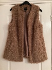 BNWOT  Ladies NEW LOOK Rose Pink Sleeveless Faux Fur Gilet - Lined - Size UK 14