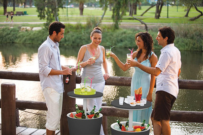 Modern Cool Bar Outdoor Patio Furniture and Hot Tub Side Table with 7.5 Gallo...