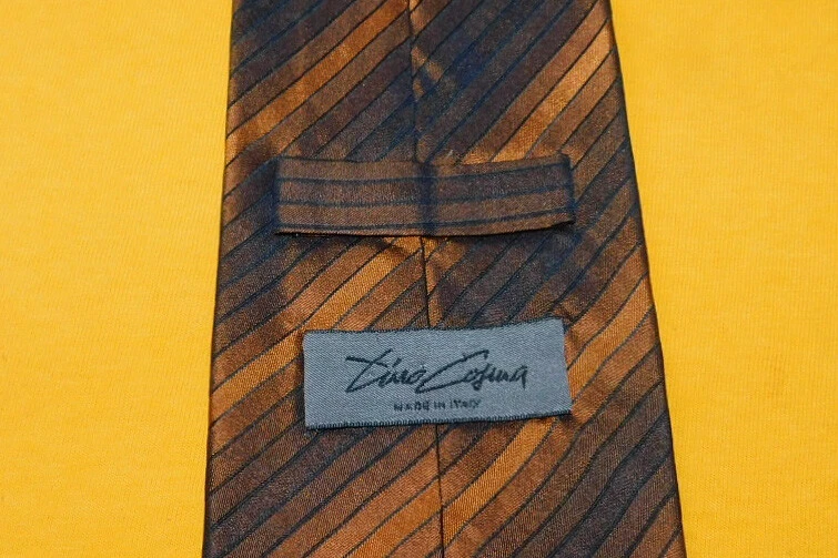 CORBATA HOMBRE TINO COSMA HECHA EN ITALIA MARRÓN/BEIGE RAYAS - CORBATAS - CORBATAS DE DISEÑO. Foto 3 de 3