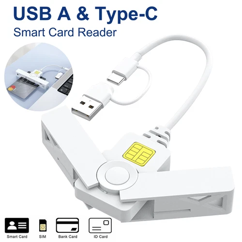 CAC Card Reader, 2 in 1 USB/Type C Dual Connector DOD Military USB Common Access