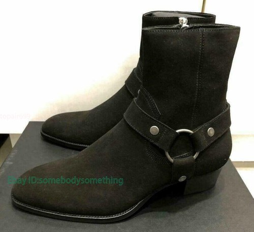 Mens Chelsea Boots Casual Boots Pointed Toe Ankle Boots Shoes Faux Suede Leather - Picture 10 of 15