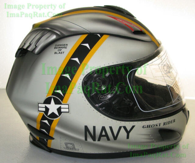 NEW AKUMA GHOST RIDER Jolly Rogers F14 Tomcat NAVY Motorcycle Helmet