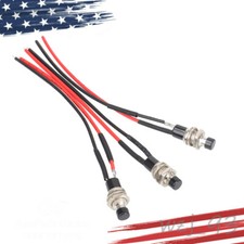 3 Pack Mini Push Button Pre-Wired Momentary N/O OFF-ON Switch Plug 12V 5AMP SPST