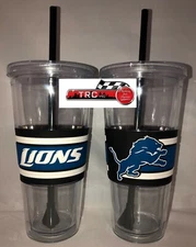 Detroit Lions Boelter NFL 22oz Double Wall Hype Tumbler W/Lid & Straw