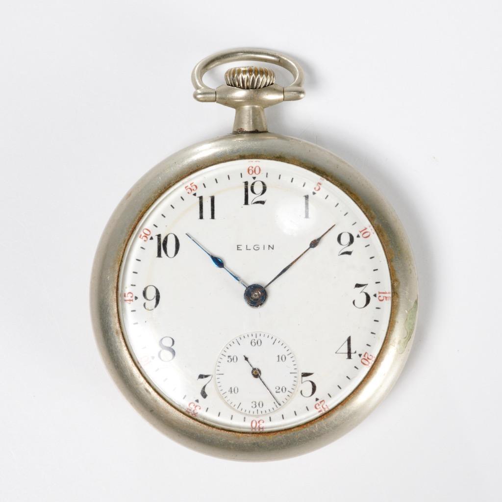Elgin Antique Open Face Keystone Silveroid Pocket Watch 17951565