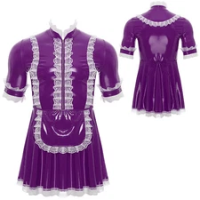 Men's Dresses Servant Lingerie Back Zipper Uniform Sissy Dress Up Fancy Outfit