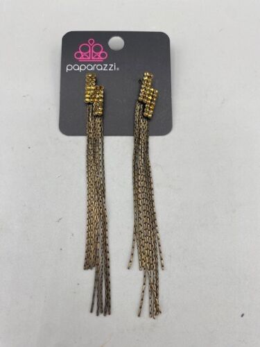 Paparazzi Radio Waves Brass Post Earrings - Picture 1 of 2