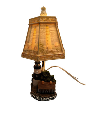 Resin Accent Lighthouse Lamp Nightlight 6 Sided Lithophane Shade Nautical
