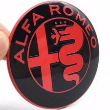 2 FREGI STEMMA ALFA ROMEO Rosso Nero LOGO 74mm COFANO ANTERIORE POSTERIORE