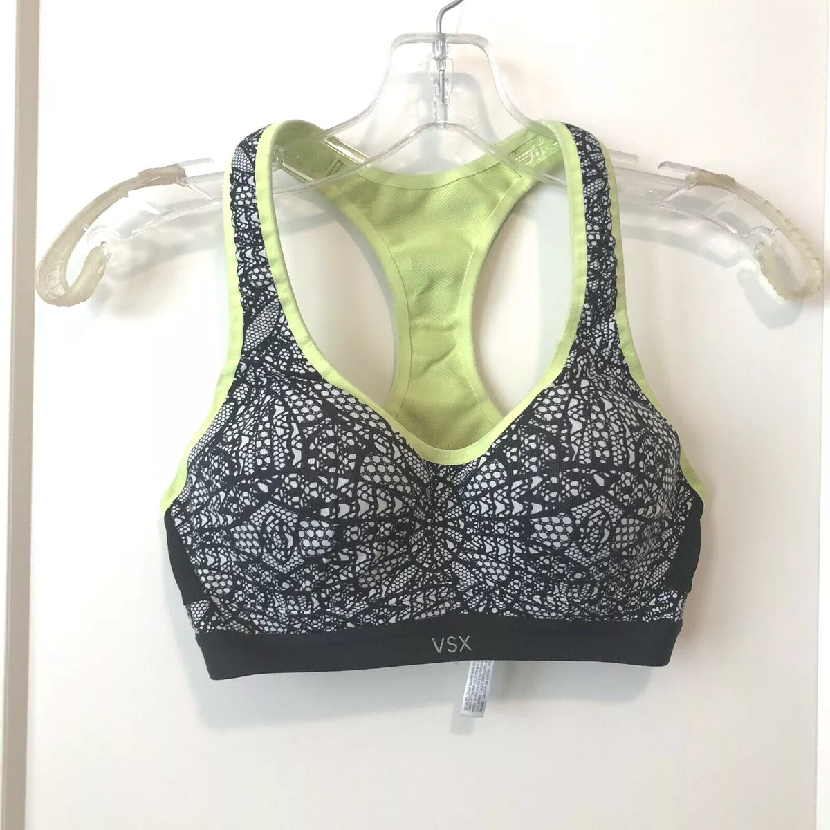 Victoria's Secret VSX Incredible Sports Bra 32B 32 B Black White Print  Racerback