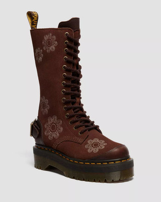 Dr. Martens Women's 1B99 LIMITED EDITION Dunnet Flower Suede Brown Platform RARE