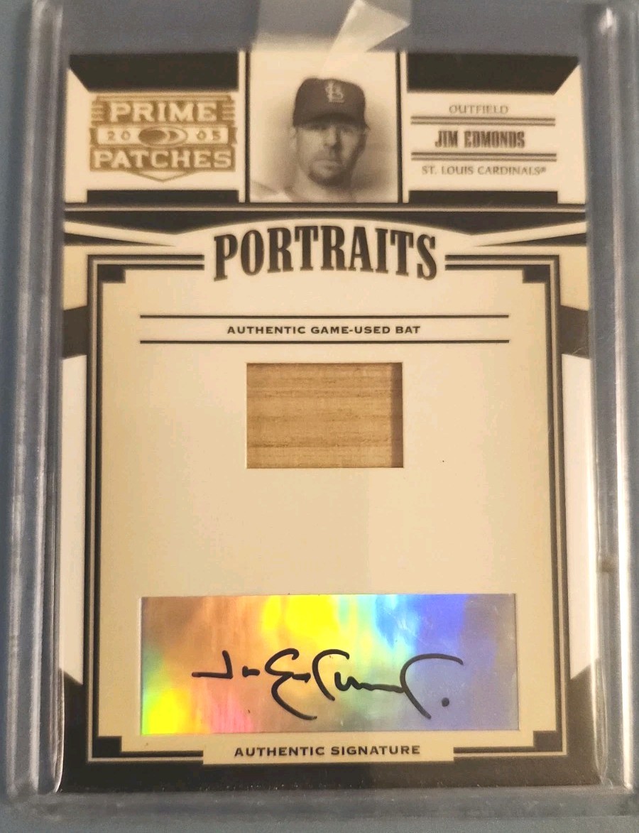 2005 Donruss Prime Patches Portraits Jim Edmonds Bat Autograph Cardinals Auto /5