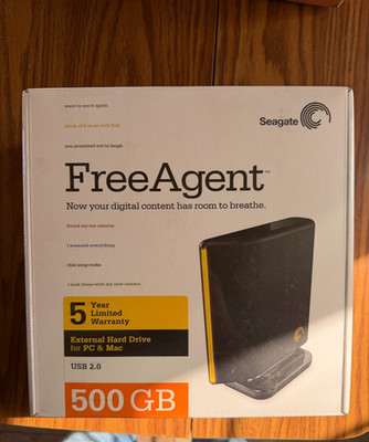 Seagate Free Agent 500 Gb External Hard Drive Backup Retro Memory USB 2.0 NEW