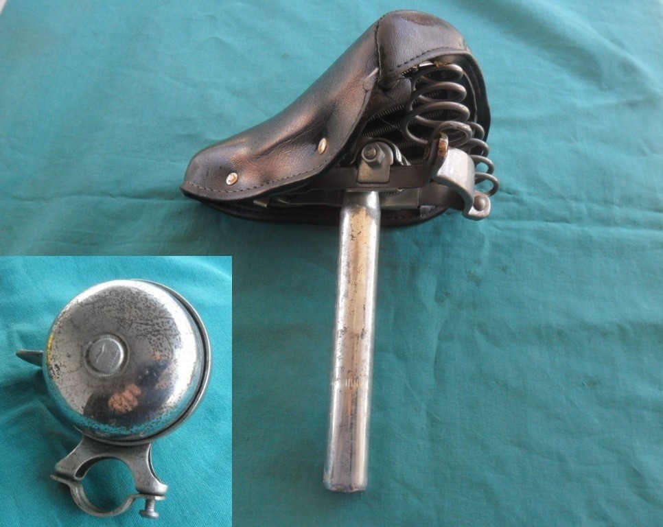 Sella C.B.F. e campanello Seagull - (old bike bianchi legnano )