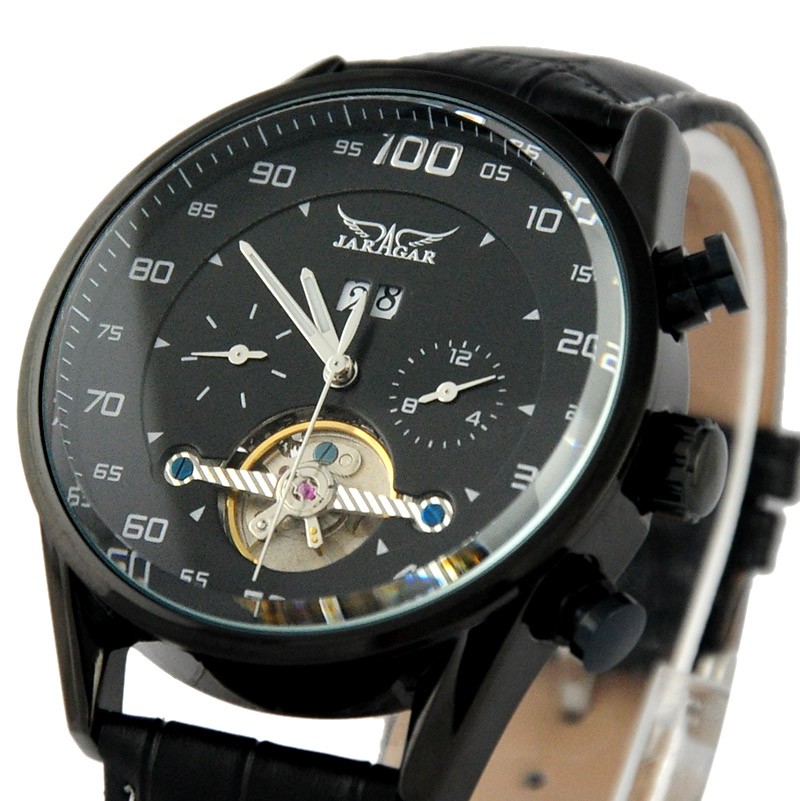 Jaragar Manual Mechanical Men's Analog Watches Date Water Resistant Wristwatch