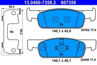 1X ATE 13.0460-7358.2 Bremsbelagsatz Scheibenbremse FüR Renault Dacia