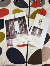 Image of Orla Kiely Multi Stem Auburn Lined Eyelet Curtain Pair - 100% Cotton  - 90 x 54"