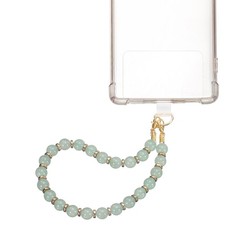 Marble Beaded Phone Wrist Strap, Cellphone Lanyard with Tether Tab, Green Clear