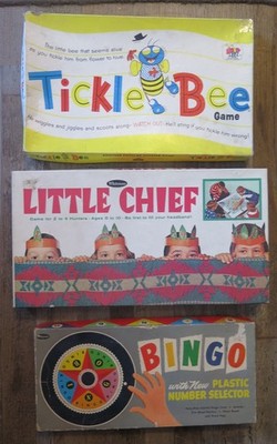 Vintage kids Game lot Whitman Little Chief Schaper Tickle Bee Bingo Complete