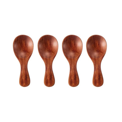 4Pcs Mini Wooden Spoons Small Kitchen Spice Condiment Spoon Sugar Tea Coffee Sco
