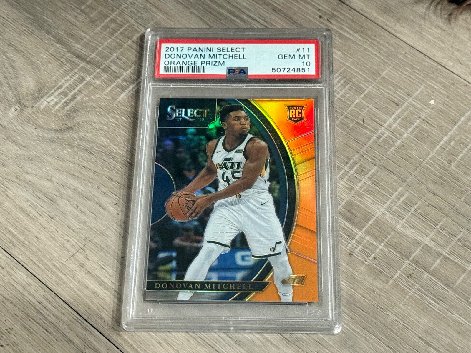 2017-18 Panini Select  Orange Prizm  Donovan Mitchell  Card #11 RC 30/75  PSA 10