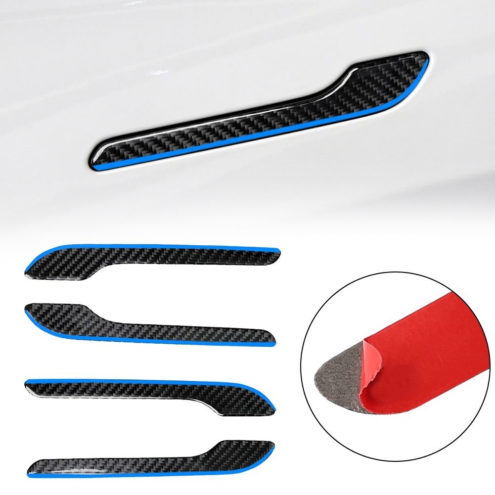 Matte Carbon Fiber Car Door Handle Cover Trim for Tesla Model 3 Y 201721