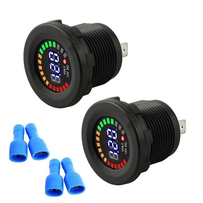 LED Voltage Meter Waterproof DC 12V for Trucks Cars Motorcycles 2pcs Set