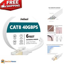 Cat 8 Ethernet Cable 6ft, 40Gbps Ultra-Fast Flat Network for Gaming  Streaming