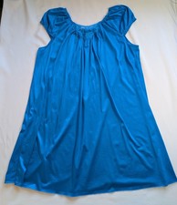 VTG Nightgown Lingerie Dress Blue Nylon Lace Coquette Nighty Size XL Flaws