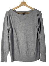 Ann Taylor Gray Knit Boat Neck Sweater M