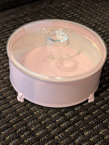 Vintage Cheramy April Showers Deluxe Dusting Powder 6 oz. Pink Footed ...