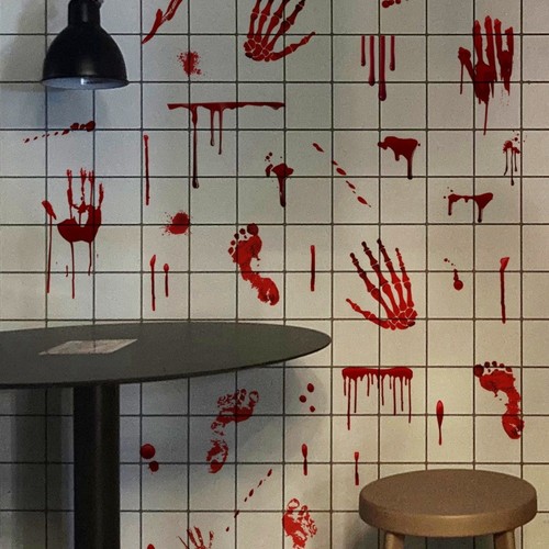 Haunted Settings Blood Handprint Stickers Haunted House Decor Easy To Apply - Picture 7 of 12