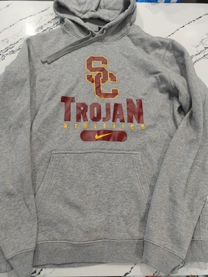 USC Trojans Sweatshirt Hoodie Men Medium Gray NCAA Football Nike Pullover Fleece