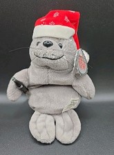 Coca-Cola 0102 1997 Gray Seal in Santa Hat Bean Bag Plush Style Vintage Coke